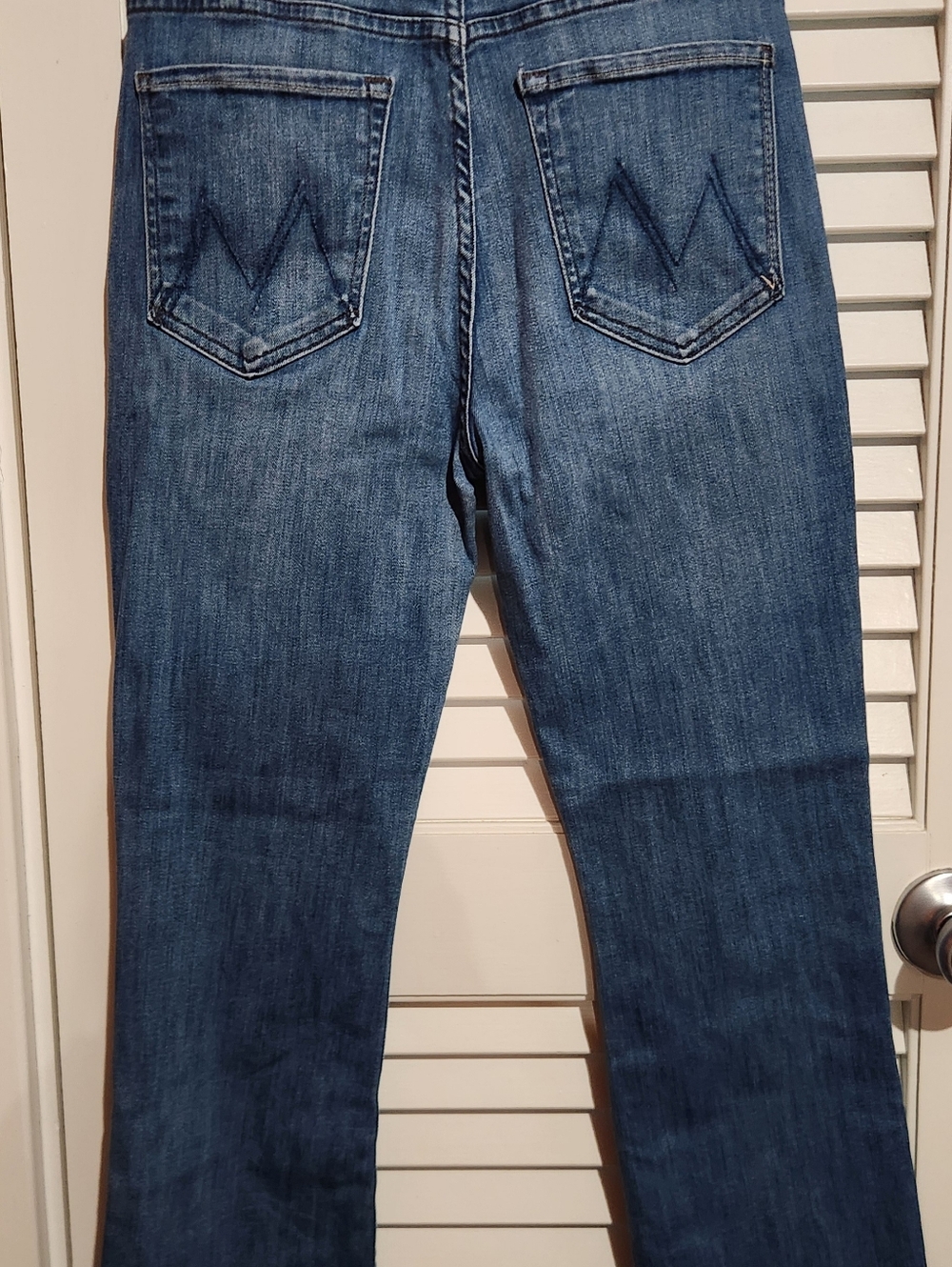 MOTHER Blue Denim Jeans with Back Pocket 'M' Stitch - Picture 3 of 5